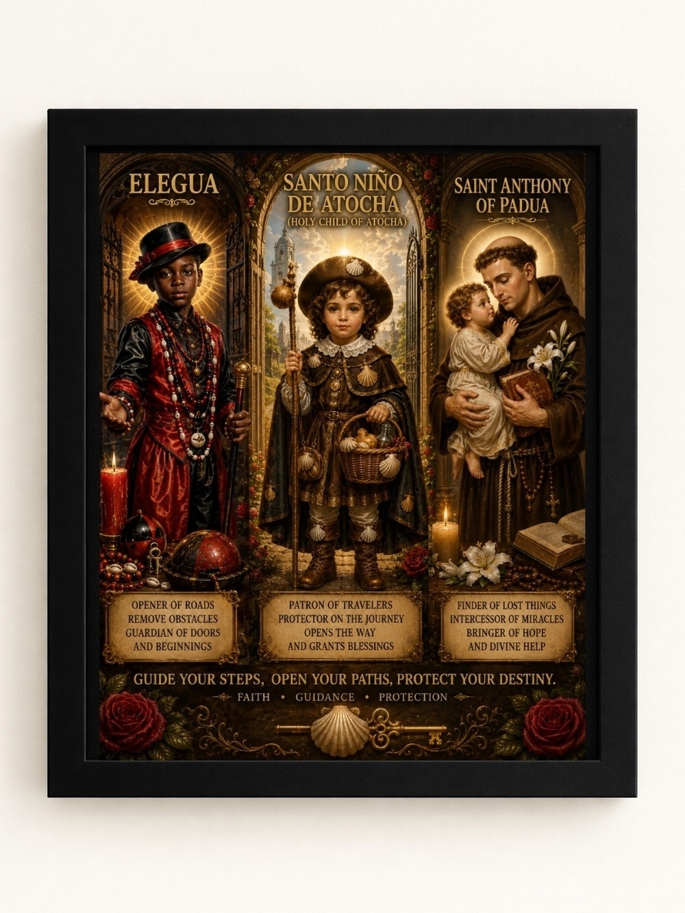 Religious Triptych A.I. Art Print 8x10 Frame